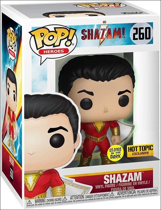 POP! Heroes figure 260-B Shazam (Glow in the Dark) Hot Topic Exclusive