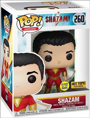 POP! Heroes figure 260-B Shazam (Glow in the Dark) Hot Topic Exclusive