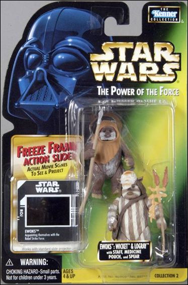 Star Wars: The Power of the Force 2 3 3/4" Basic Action Figures figure 60 Ewoks: Wicket & Logray w/ Freeze Frame