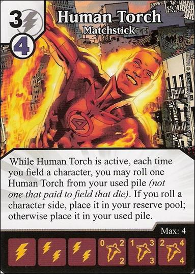 Marvel Dice Masters Avengers vs. X-Men  card 11 Human Torch: Matchstick