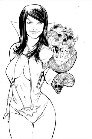 Vampirella / Red Sonja issue 5-O Drew Moss FOC B&W Virgin Cover