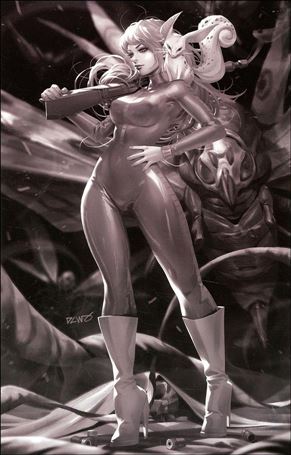 Barbarella (2021) issue 5-O Derrick Chew 1:25 Black & White Virgin Cover