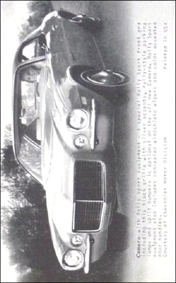 Sports Cars (1970) (Base Set) card 6 Camaro Rally Sport