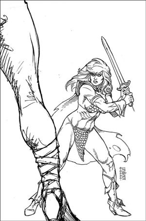 Red Sonja: The Superpowers issue 3-P Joseph Michael Linsner 1:40 B&W Virgin Cover