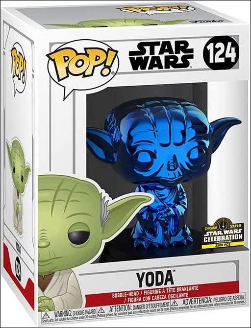 POP! Star Wars figure 124-B Dagobah Yoda (Blue Chrome) SW Celebration 1/2500