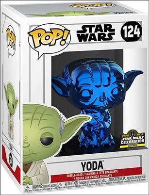 POP! Star Wars figure 124-B Dagobah Yoda (Blue Chrome) SW Celebration 1/2500