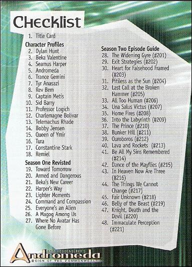 Andromeda: Reign of the Commonwealth (Base Set) card 90 Checklist