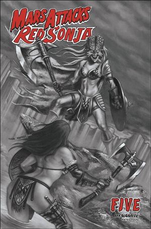 Mars Attacks Red Sonja issue 5-D Luca Strati 1:7 Black & White Cover