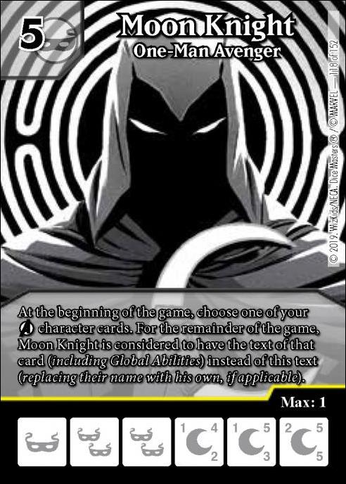 Marvel Dice Masters  Avengers Infinity Gauntlet card 118 Moon Knight: One-Man Avenger