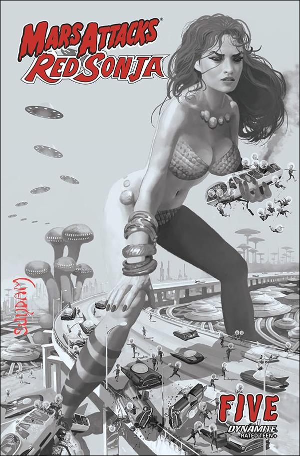 Mars Attacks Red Sonja issue 5-G Arthur Suydam 1:15 Black & White Cover