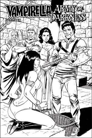 Vampirella/Army of Darkness issue 3-C Tim Seeley 1:10 Black & White Cover