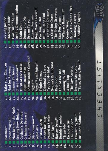 Batman Forever (Retail Base Set) card 120 Checklist