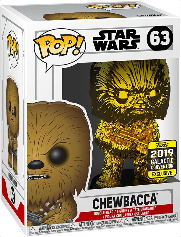 POP! Star Wars figure 63-D Chewbacca (Gold Chrome) Galactic Con 2019