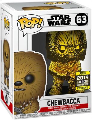 POP! Star Wars figure 63-D Chewbacca (Gold Chrome) Galactic Con 2019