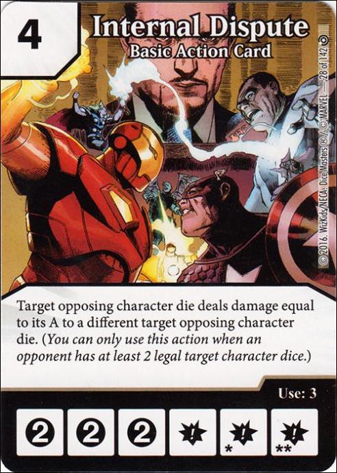 Marvel Dice Masters Civil War card 28 Internal Dispute: Basic Action Card