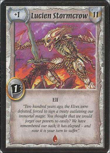 Warlord: Saga of the Storm card 57 Lucien Stormcrow (Black)