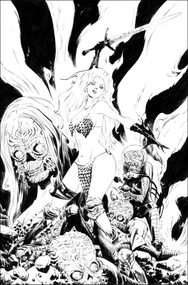 Red Sonja Attacks Mars issue 1-H Jae Lee B&W Virgin 1:15 Cardstock Cover