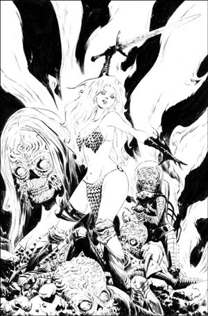 Red Sonja Attacks Mars issue 1-H Jae Lee B&W Virgin 1:15 Cardstock Cover