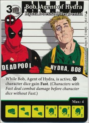 Marvel Dice Masters Deadpool card 48 Bob, Agent of Hydra: Hydra Doesn't Offer Dental