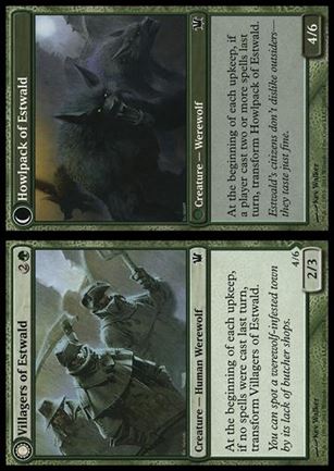 Magic the Gathering: Innistrad (Base Set) card 209 Villagers of Estwald / Howlpack of Estwald