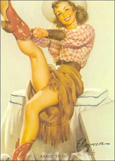 Elvgren's Calendar Pinups (Base Set) card 36 Rarin' to go