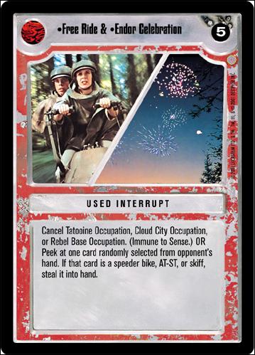 Star Wars: Coruscant Limited (Base Set) card 150 Free Ride & Endor Celebration