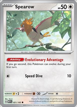 Pokemon: Scarlet & Violet - 151 (Base Set) card 021/165 Spearow