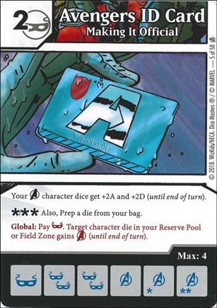 Marvel Dice Masters Avengers Infinity Campaign Box  card 5 Avengers ID Card: Making it Official