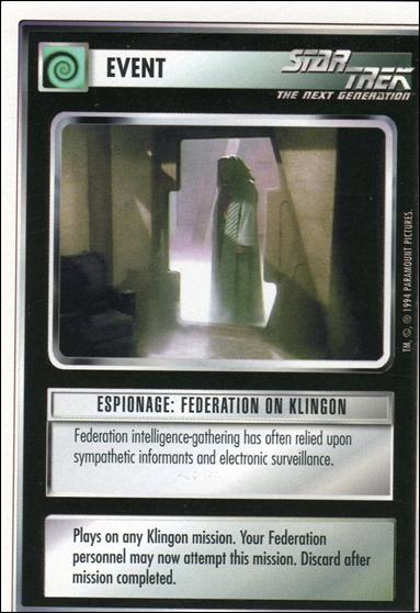 Star Trek: Premiere Unlimited (Base Set) card 71 Espionage: Federation On Klingon