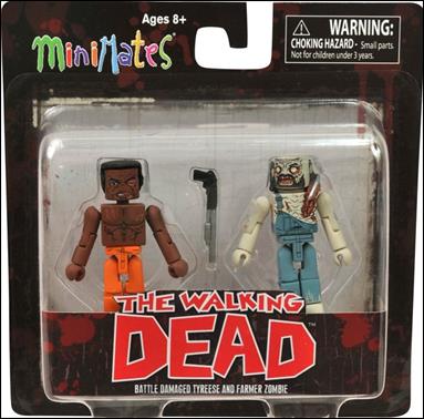Walking Dead Minimates figure 9-B Battle Damaged Tyreese and Farmer Zombie