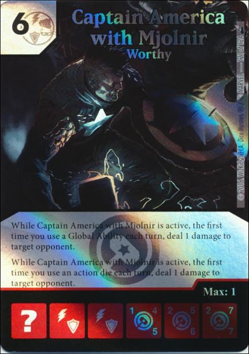 Marvel Dice Masters Deadpool card 121 Captain America with Mjolnir: Worthy