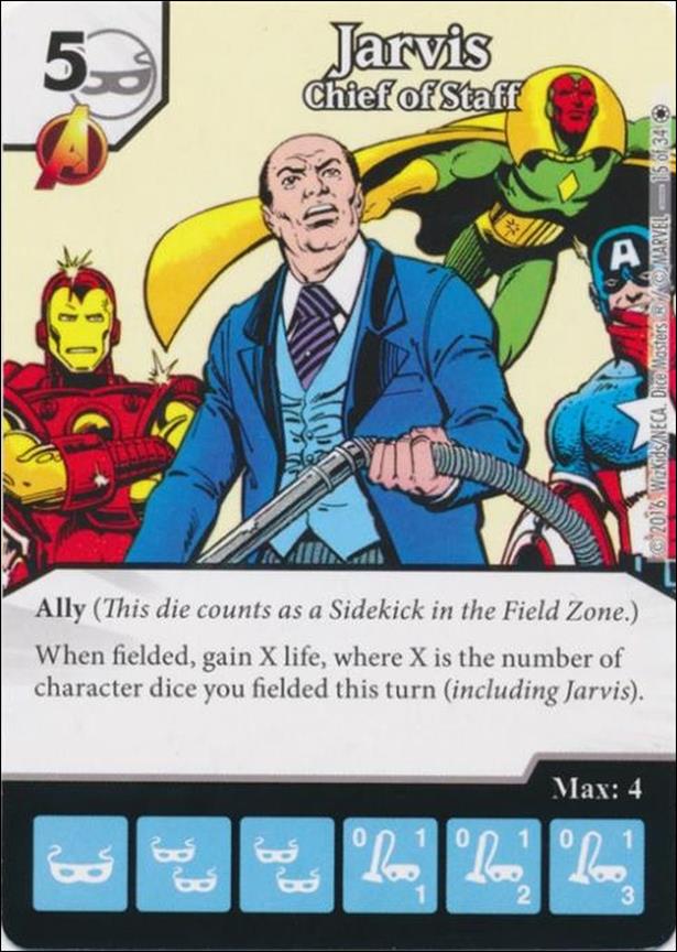 Marvel Dice Masters Iron Man and War Machine Starter Set card 15 Jarvis - Chief of Staff