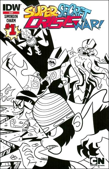 Super Secret Crisis War issue 1-E Derek Charm B&W Right Side Cover (2nd Printing)