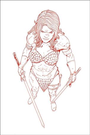 Vampirella / Red Sonja issue 4-O Drew Moss Tinted Virgin FOC Cover
