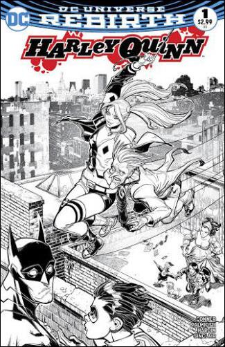 Harley Quinn (2016) issue 1-SR Chad Hardin Comic Central Black & White Cover