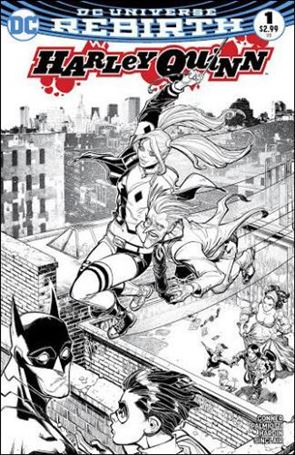 Harley Quinn (2016) issue 1-SR Chad Hardin Comic Central Black & White Cover