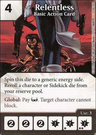 Marvel Dice Masters Uncanny X-Men  card 31 Relentless: Basic Action Card