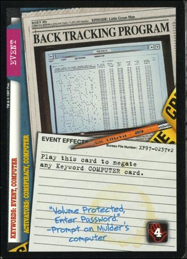 X-Files: The Truth Is Out There (Base Set) card XF97-0237v2 Back Tracking Program