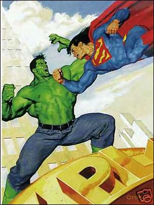 DC Versus Marvel / Marvel Versus DC (Holo F/X Subset) card 6 Superman vs Hulk