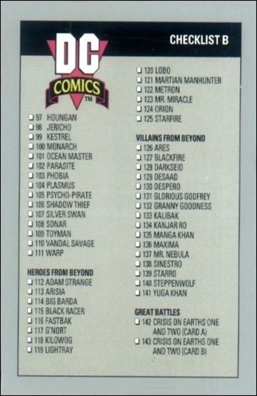 DC Cosmic Cards (Base Set) card 180 Checklist B