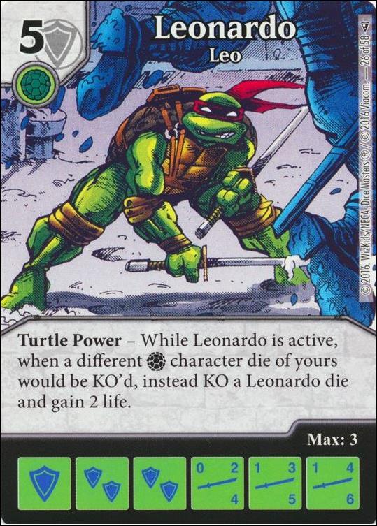 Dice Masters Teenage Mutant Ninja Turtles  card 26 Leonardo - Leo