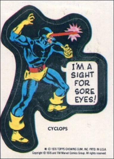 Marvel Super Heroes Stickers (Base Set) card NN6 Cyclops - "I'm a sight for sore eyes!"