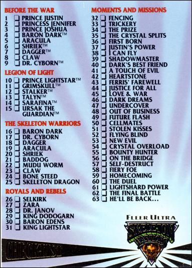Fleer Ultra Skeleton Warriors (Base Set) card 100 Checklist