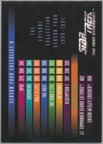 Star Trek: The Next Generation - The Episode Collection Season Four (Base Set) card 401 Season Four Checklist B