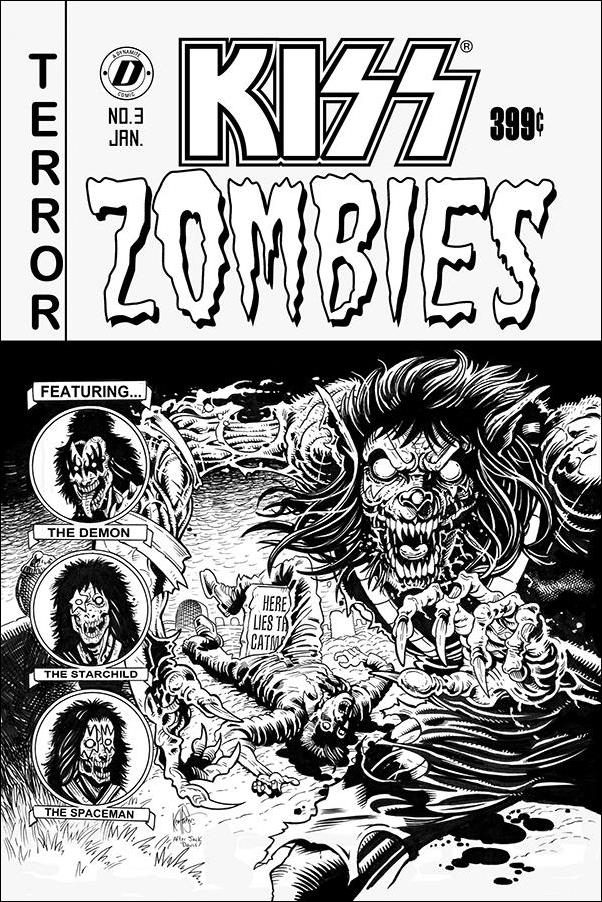 Kiss Zombies issue 3-F Ken Haeser 1:7 Black & White Cover