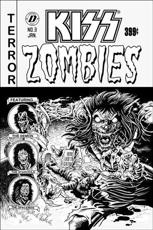 Kiss Zombies issue 3-F Ken Haeser 1:7 Black & White Cover