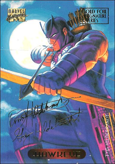1994 Marvel Masterpieces (Gold-Foil Signature Parallel Base Set) card 49 Hawkeye