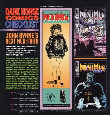 Dark Horse Comics Checklist (Promo) card nn-7 John Byrne's Next Men: Faith