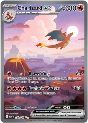 Pokemon: Scarlet & Violet - 151 (Base Set) card 199/165 Charizard EX (HoloFoil) Full Art Illustration