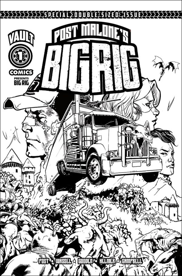Post Malone's Big Rig issue 1-K Nathan Gooden B&W 1:10 Cover (2nd Printing)